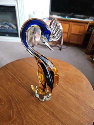 Murano / Venetian Blue & Amber Sommerso Glass Swan Figurine - Image 1 of 4