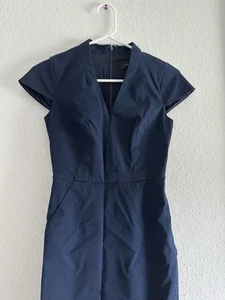 NWOT J Crew 00P Womens Navy Blue Cotton Blend Sheath Dress Career Casual - Picture 1 of 9