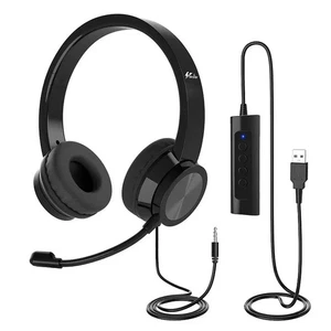 USB Headset with Microphone for PC Gaming Computer Noise Cancelling Video Call - Afbeelding 1 van 12
