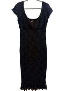 Abito SWITCHBLADE stiletto nero midi pizzo grande gotico nuovo con etichetta - Foto 1 di 5