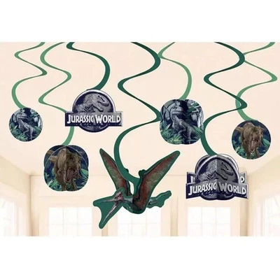 Jurassic World Into the Wild Dinosaur Birthday Party Hanging Swirl Decorations - Image 1 of 3