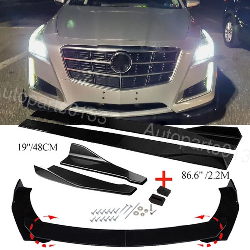For Cadillac XTS Glossy Black Car Front Bumper Lip Splitter Side Skirts Rear Lip Foto 1 de 4
