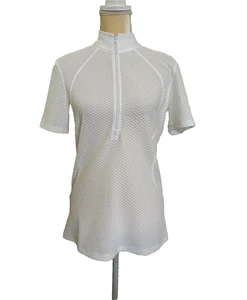 Camisa de espectáculo blanca FITS nueva sin etiquetas manga corta mediana textura gofre excelente estado. - Imagen 1 de 5