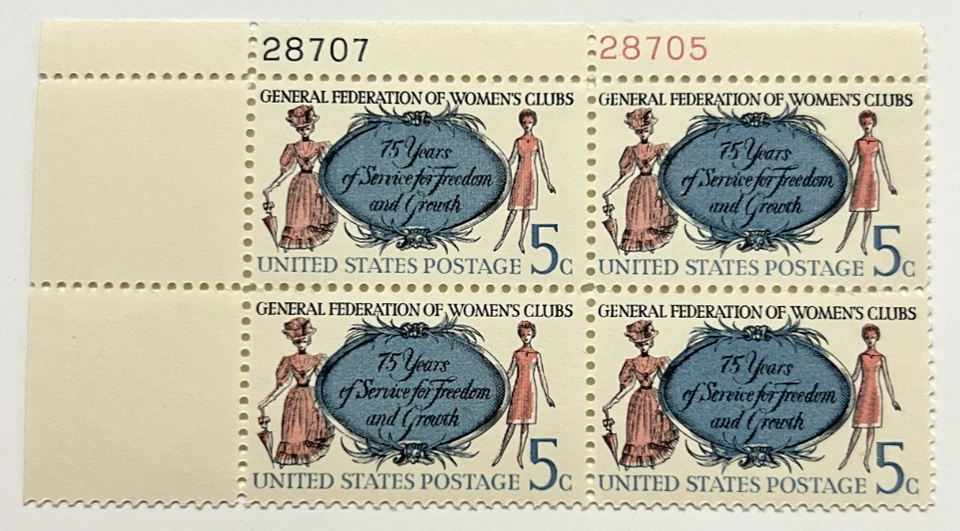 Scott #1316a 5c Women's Clubs Plate Block  #28707-28705 UL MNH - Image 1 of 2