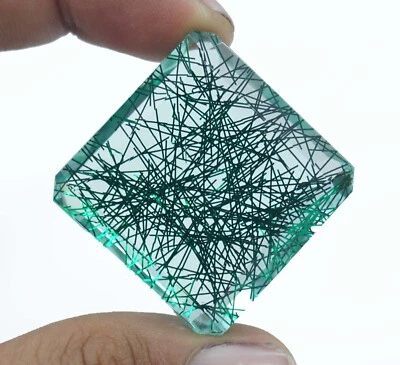 Natural Certified 127.65  Ct Radiant Cut Green Rutilated Quartz Loose Gemstone - Image 1 of 4