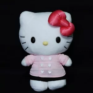 Hello Kitty Cafe HKC Chef 8" Stuffed Plush Pink Sanrio 2021 NO COFFEE CUP Flaws - Picture 1 of 9