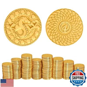 50 PCS DND Fantasy Metal Gold Coins and Leather Pouch for Dungeons and Dragon - Picture 1 of 5