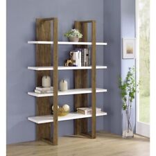 Danbrook Bookcase with 4 Full-length Shelves Aged Walnut and White