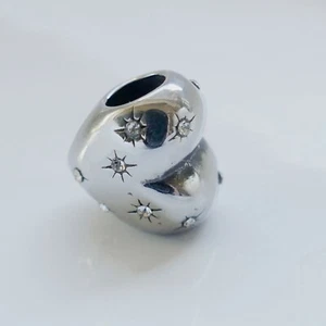 Edelstahl Großlochperle, Herz mit Sternen, Strass, Farbe kristall, Ø ca. 4,5 mm - Bild 1 von 7
