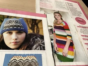 Women Knitting Pattern: Stripy Jumper Dress Tunic, Owl Intarsia Hat - Picture 1 of 5