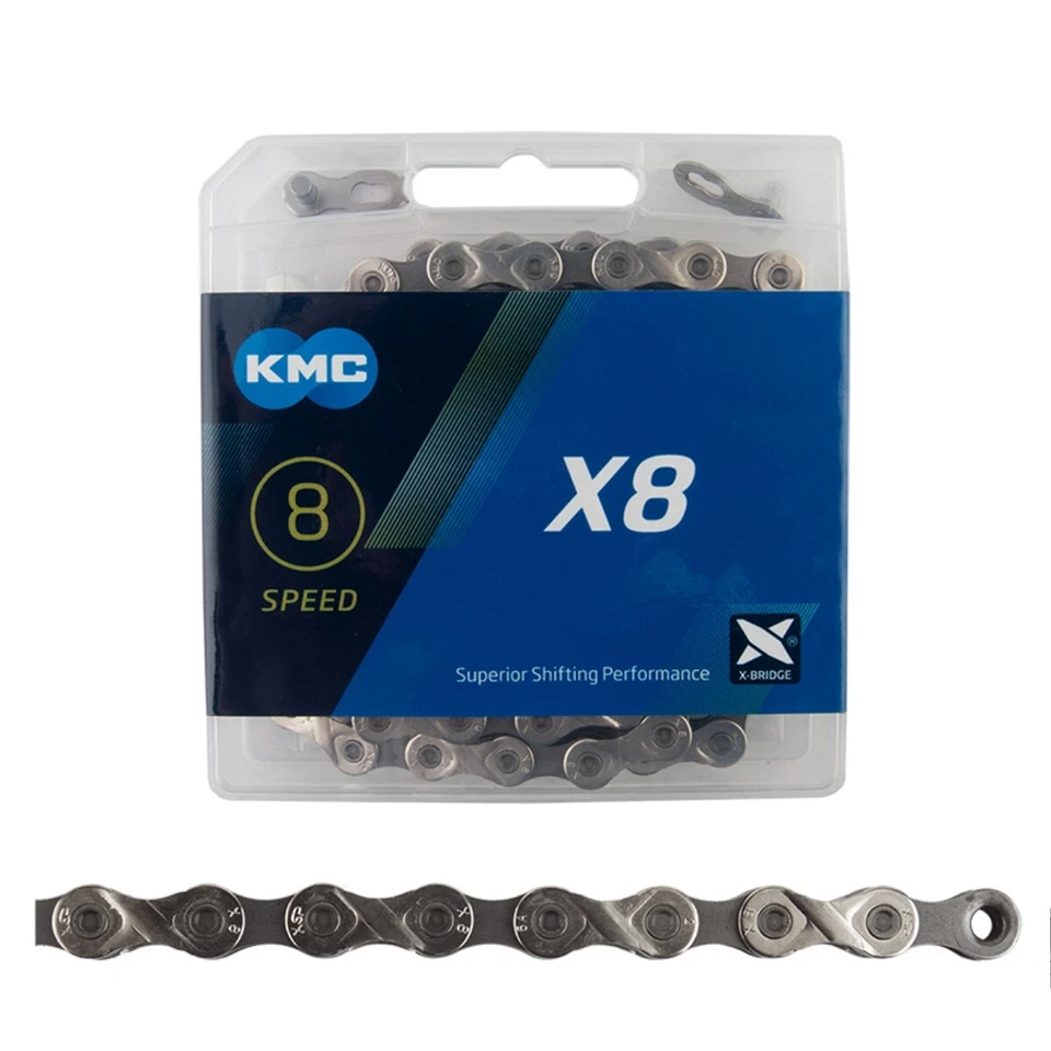Cadena KMC X8 5/6/7/8 velocidades plateada completamente niquelada - Nuevo modelo X8.99 Foto 1 de 1