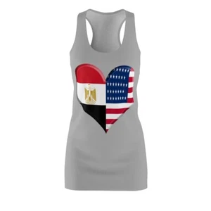 Para mujer Racerback Vestido Egipcio Americano Bandera Corazón Vestido Deportivo - Imagen 1 de 43
