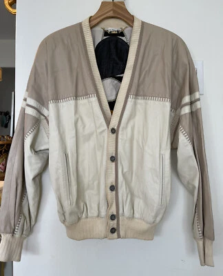 Chaqueta de cuero Torras vintage 52 beige crema para hombre Foto 1 de 4