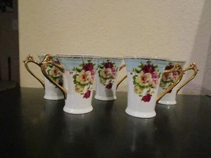 5 VINTAGE SORELLE FINE PORCELAIN TEA CUPS EUC - Picture 1 of 12