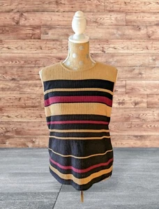 KAREN SCOTT Women's WOOL BLEND Striped Sleeveless Knit Tank Top Size Large NWT - Picture 1 of 7