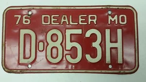 1976 Missouri Händlerkennzeichen D-853H - Bild 1 von 1