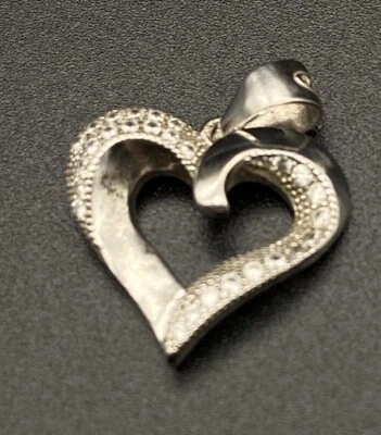 CIONDOLO CUORE IN ARGENTO 925 E PIETRE TIPO STRASS MISURA 1,5 X 1,5 cm - Immagine 1 di 4