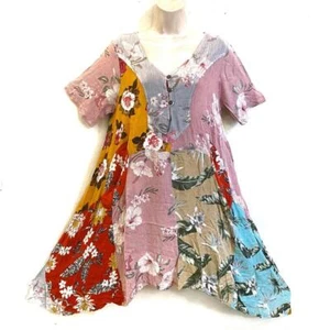 Sacred Threads Hippie Boho Gypsy Festival Patchwork Big Pocket Dress 222244 S/M - Picture 1 of 3