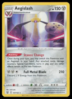 Aegislash 107/163 Holo Rare - 2021 Pokemon Battle Styles NM - Image 1 of 3