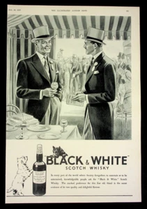 1937 Print Ad, Black & White Scotch Whisky, Horse Racing Tent, Scottie & Westie - Picture 1 of 3