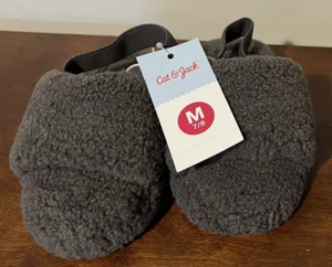 Cat & Jack Toddler Boys Single Strap Faux Shearling Slipper Light Gray - M (7/8) - Picture 1 of 7