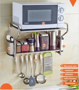 Offene Box Doppelhalterung Edelstahl Mikrowelle Wandhalterung Regal - Bild 1 von 4