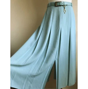Vintage 1980er Entenei blau Plissee Schlitz langer Rock 16 Your 6th Sense Krepp - Bild 1 von 6