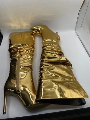 INC Iyonna Mujer Dorado Slouchy Imitación Cuero Tacón Sobre la Rodilla Botas Zapatos Nuevo en Caja Foto 1 de 4