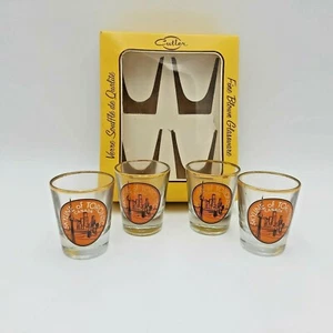 Vintage Cutler Shot Glasses- Skyline of Toronto Canada- Set of 4 -Original Box - Imagen 1 de 11