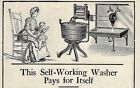 1906 SELF-WORKING CLOTHES WASHING MACHINE AD ~ THE "1900 WASHER CO."  UNUSUAL!