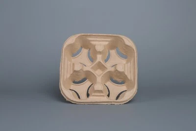 GREENFEEL 4 Tassen Tablett Halter Papier Karton Träger Tee Kaffee Heiß & Kalt Getränke x 50 Stck.