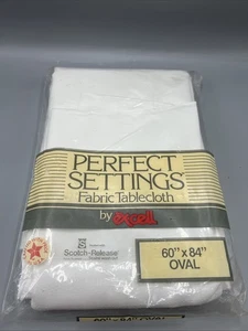Mantel de tela ovalado 60 X 84” blanco liberación escocesa ajustes perfectos 6-8 EE. UU. - Imagen 1 de 5