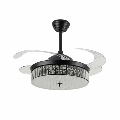 42" Crystal Ceiling Fan Light LED Chandelier Lamp 4 Retractable Blades w/ Remote - Image 1 of 4