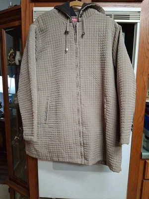 Light Quilted Hooded Tan Winter Coat Size 1X Pit To Pit   25.25" By Women Within - Image 1 of 4
