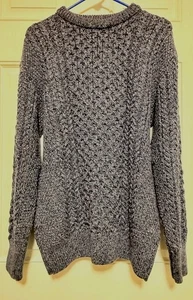 Blauer Aran Rundhalsausschnitt Zopfmuster Pullover The Irish Store Größe Large - Bild 1 von 8