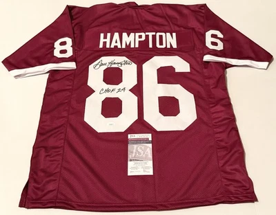 Dan Hampton Arkansas signed Custom jersey W/ CHOF Inscription JSA Witnessed COA - Image 1 of 4