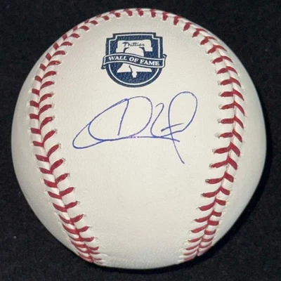 Chase Utley Signed Philadelphia Phillies Wall of Fame Logo Baseball JSA - Image 1 of 2