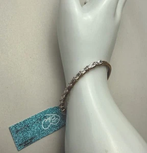 betsy johnson Armband goldfarben weiß Strass Armreif mit Verschluss mit Etikett - Bild 1 von 7