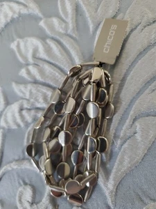 Chico's KADRI 5 separate oder 1 Armbänder Neu mit Etikett Schmuck silberfarben Perlen Stretch - Bild 1 von 4
