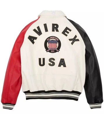 Men's Avirex Real Leather Bomber American Flight Jacket Leather All Icon Jacket - Image 1 of 2