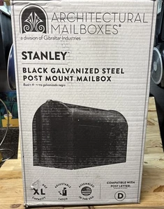 Gibraltar Black Stanley Galvanized Steel Post Mount Mailbox - Picture 1 of 9