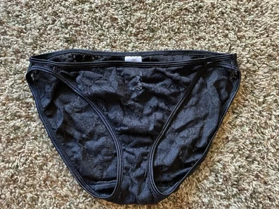 Винтажные трусики Vanity Fair размер 8 (XL) черные прозрачные кружевные  - Изображение 1 из 4