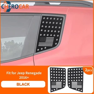 2PCS Aluminum Alloy Rear Triangular Window Glass Trim for Jeep Renegade 2016+ US - Foto 1 di 10