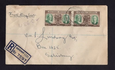 1950 Southern Rhodesia KG6 Diamond Jubilee SG70 First Day Cover FDC - Image 1 of 2