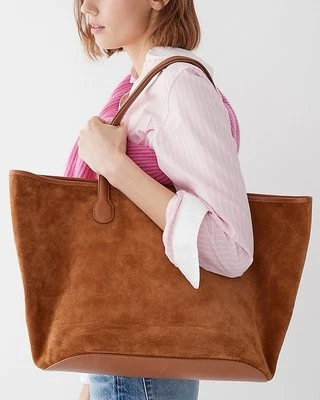 J.Crew Berkeley Large Carry-All Tote Bag in Leather And Suede Cognac Brown - Image 1 of 4