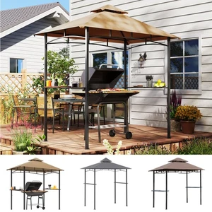 2.5M Outdoor Double-tier BBQ Gazebo Shelter Grill Canopy Barbecue Tent Patio - Picture 1 of 34