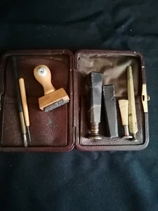 Altes DDR-Schreibtisch-Set, mit Petschaft, Stempel einer alten Dresdner Firma - Bild 1 von 5