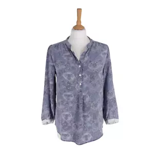 Brora Größe 12 grau Blumenmuster 100 % Seide 3/4 Ärmel Tunika Bluse Top - Bild 1 von 8