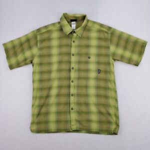 Patagonia Shirt Mens SZ L Green Plaid Button Up Short Sleeve Lightweight Pocket