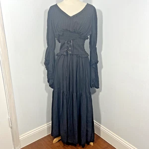 Maxikleid Damen S schwarz Renaissance Fairycore Gothic Hexenkostüm - Bild 1 von 9